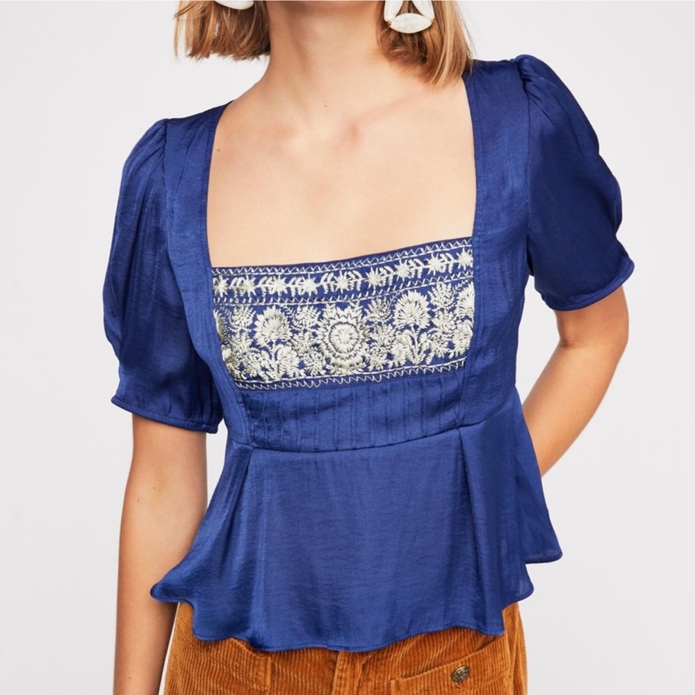 Free People Embroidered Top